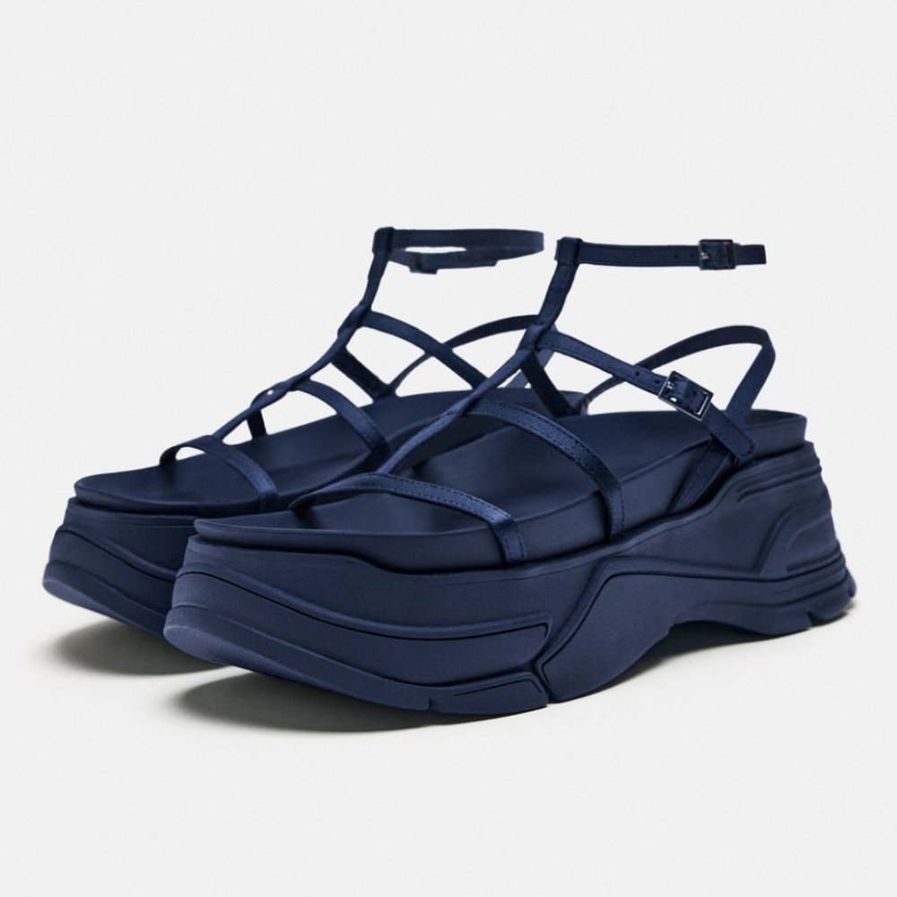 NWT Navy Blue Chunky Flatform Sandals